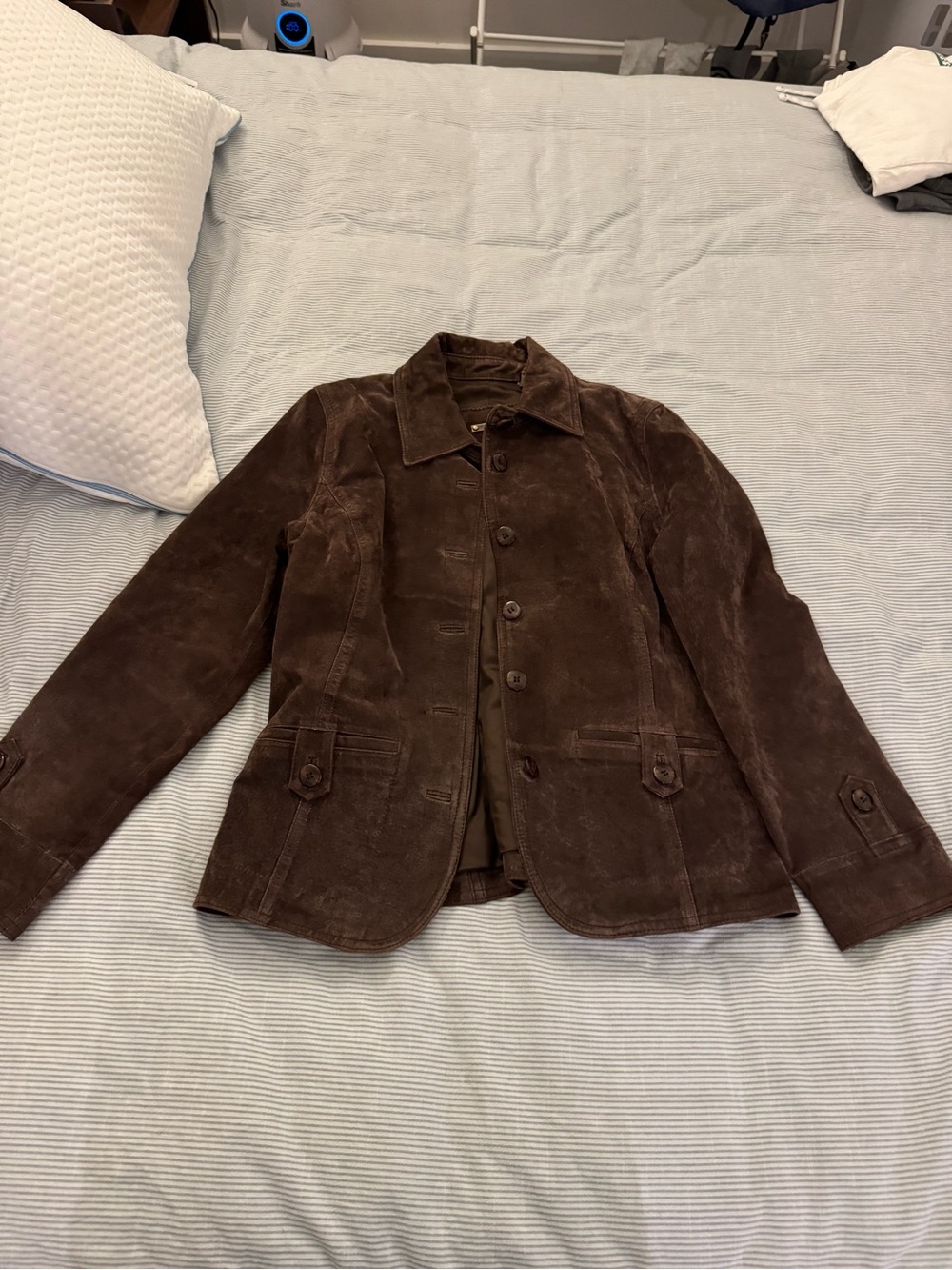brown leather jacket
